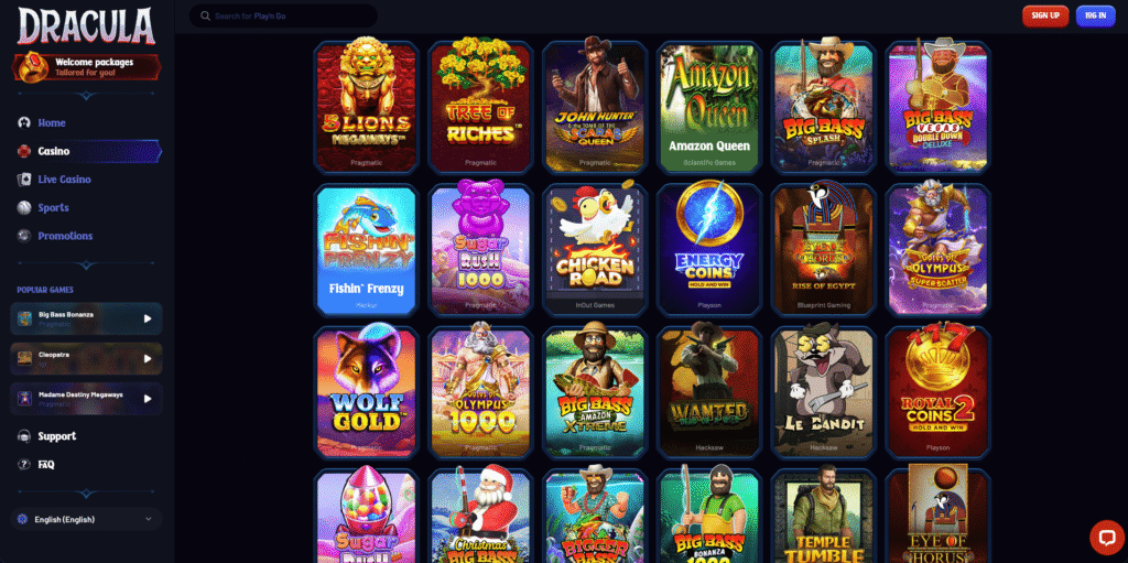 non UK casino games library